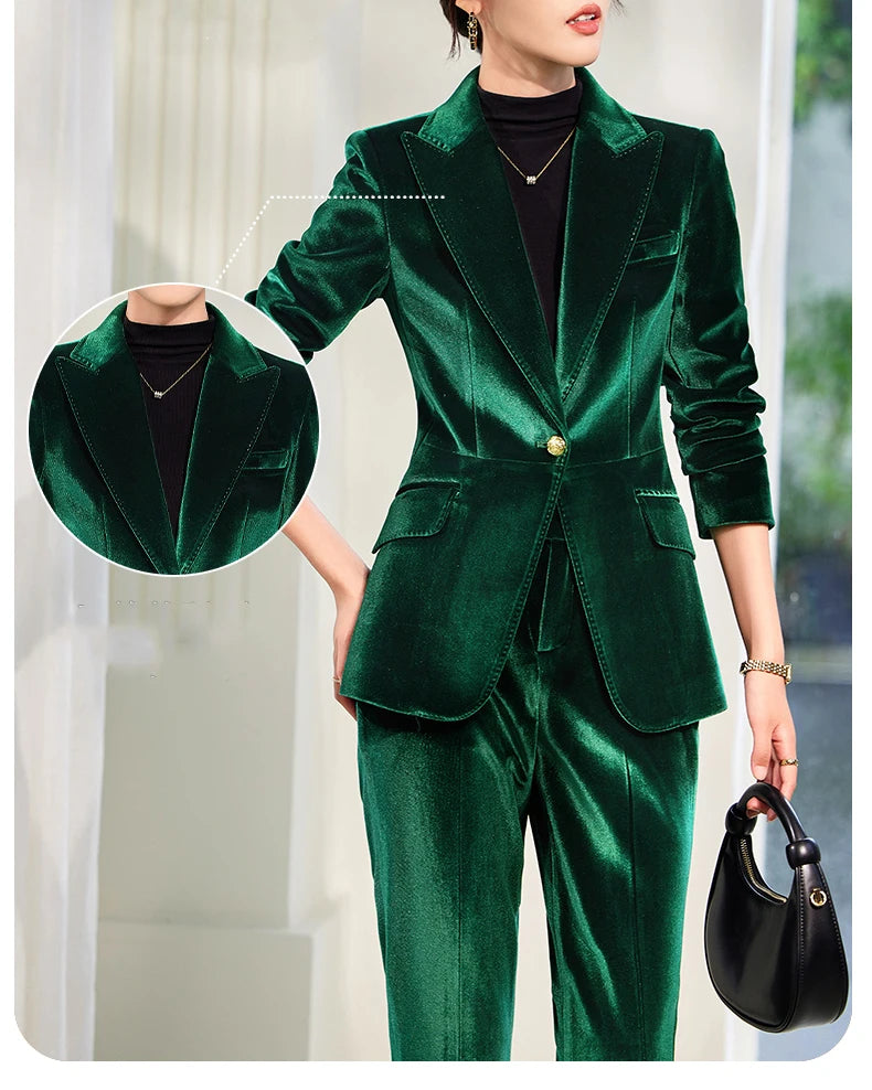 Yitimuceng 2025 New Fashion Office Women Two Piece Set of Fashionable Slim Fit Single Button Long Sleeved Women Long Pants Set