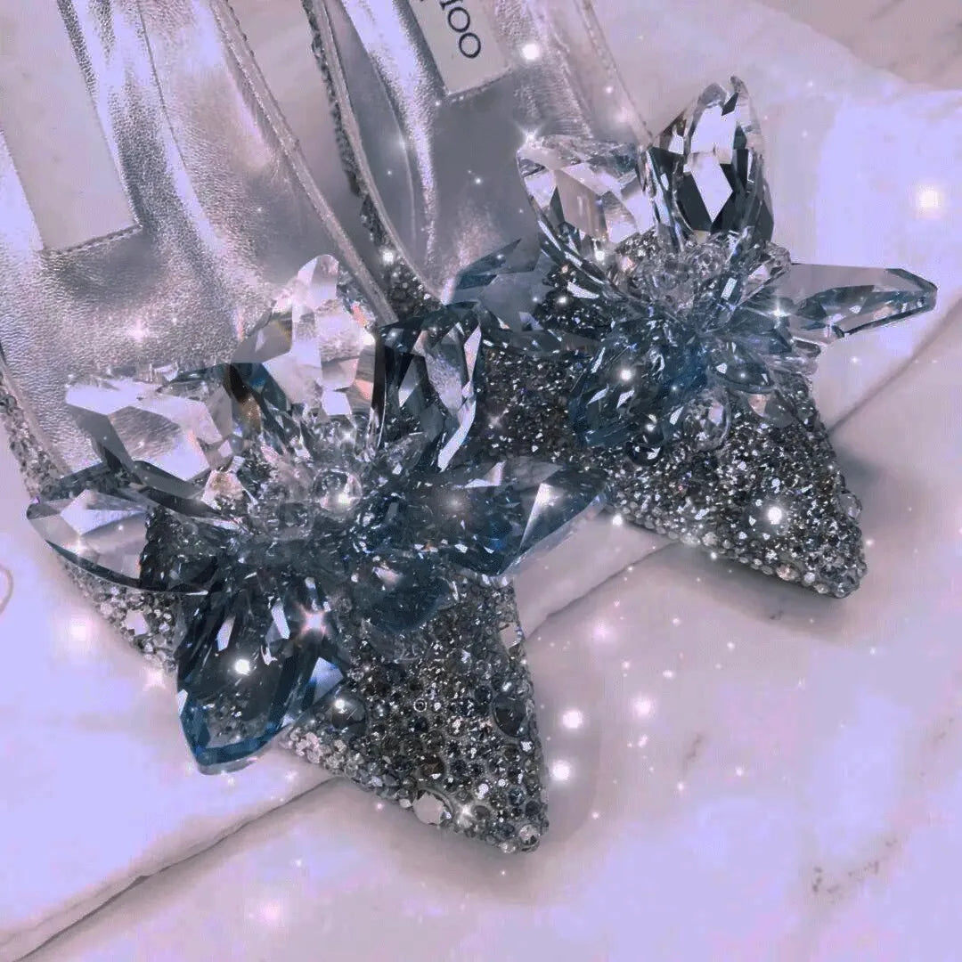 Spring and Autumn 2025 New crystal shoes, thin heels, bridal wedding shoes, pointed bridesmaid high heels women shoes pumps