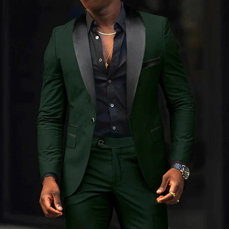 Men's Suit Jacket Autumn Slim Fit One Button Blazer Fashion New Formal England Male Dress Coat Trousers Pants 2 Pieces Set