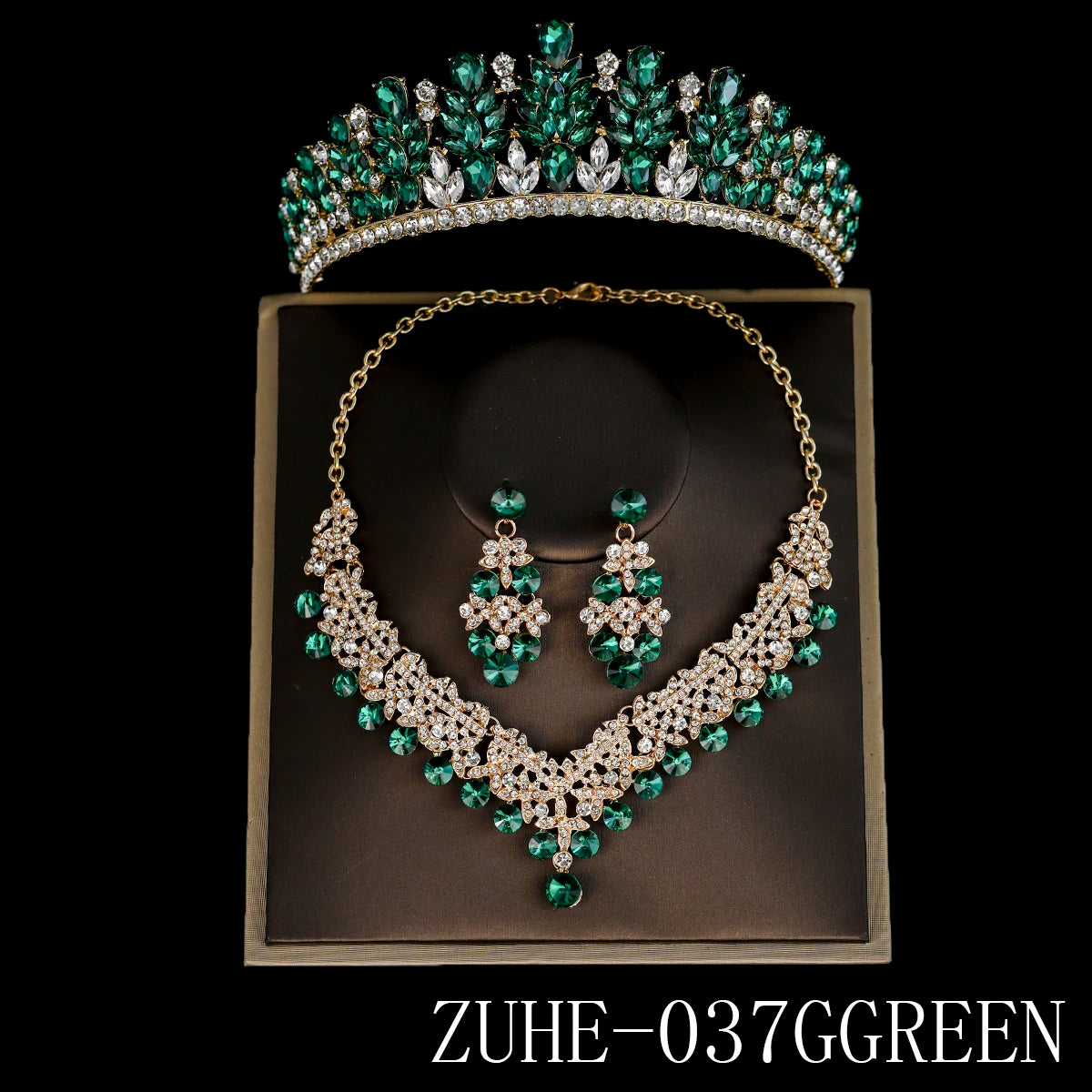 Bridal Wedding Elegant Headpieces Crystal Crown Tiara Classic Earrings & Necklace Set Jewelry Accessories Gifts for Friends