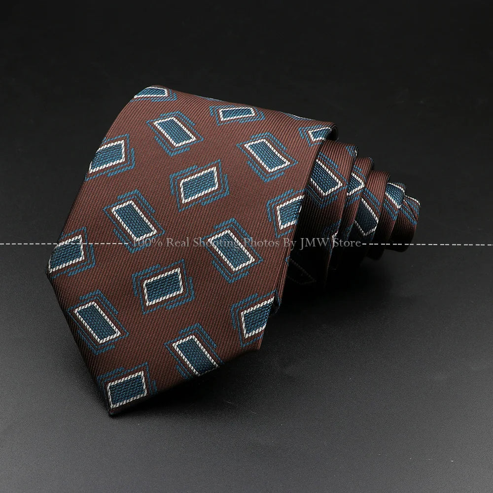 New Design Wedding Men Tie Brown Solid Striped Paisley Flower Neckties Men Business Dropshipping Groom Collar Accessories Gift