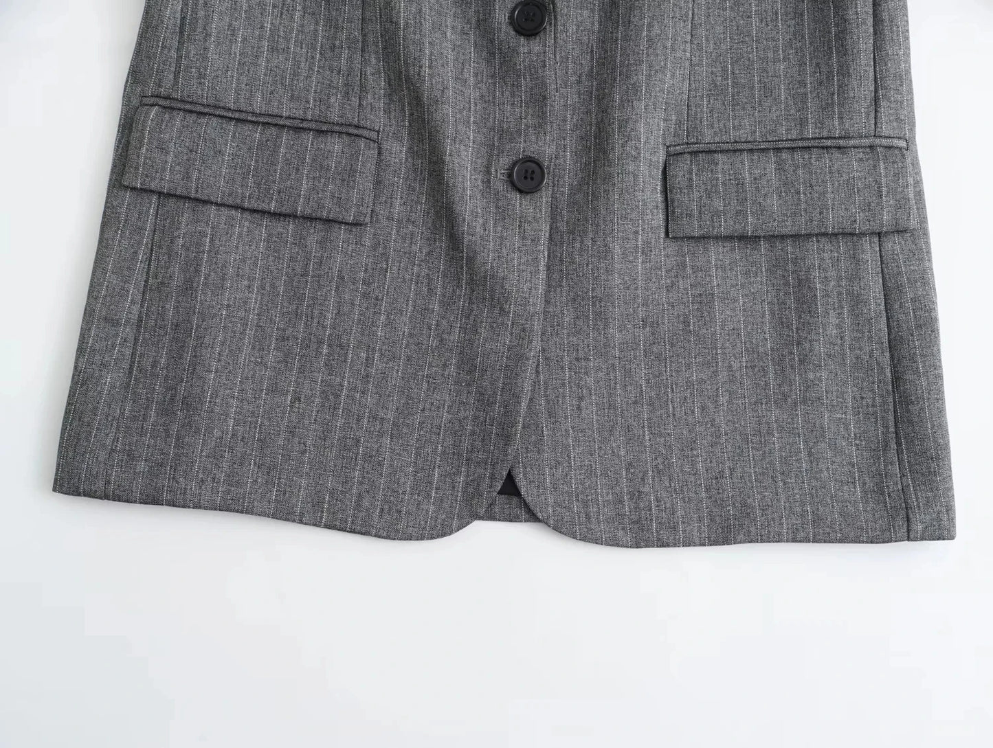 TRAFZA Spring 2 Piec Suits For Women V Neck Long Sleeves Single Breasted Blazer Coat + Folds Streetwear Women's Mini Skirt