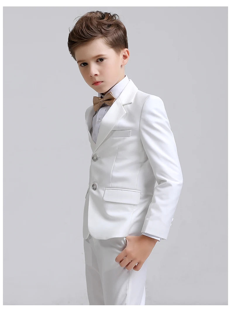 Formal Boys Suit For Wedding Children White Party Blazers Pants Baptism Outfit Kids Costume Gentlemen Teenager Prom Tuxedos Set