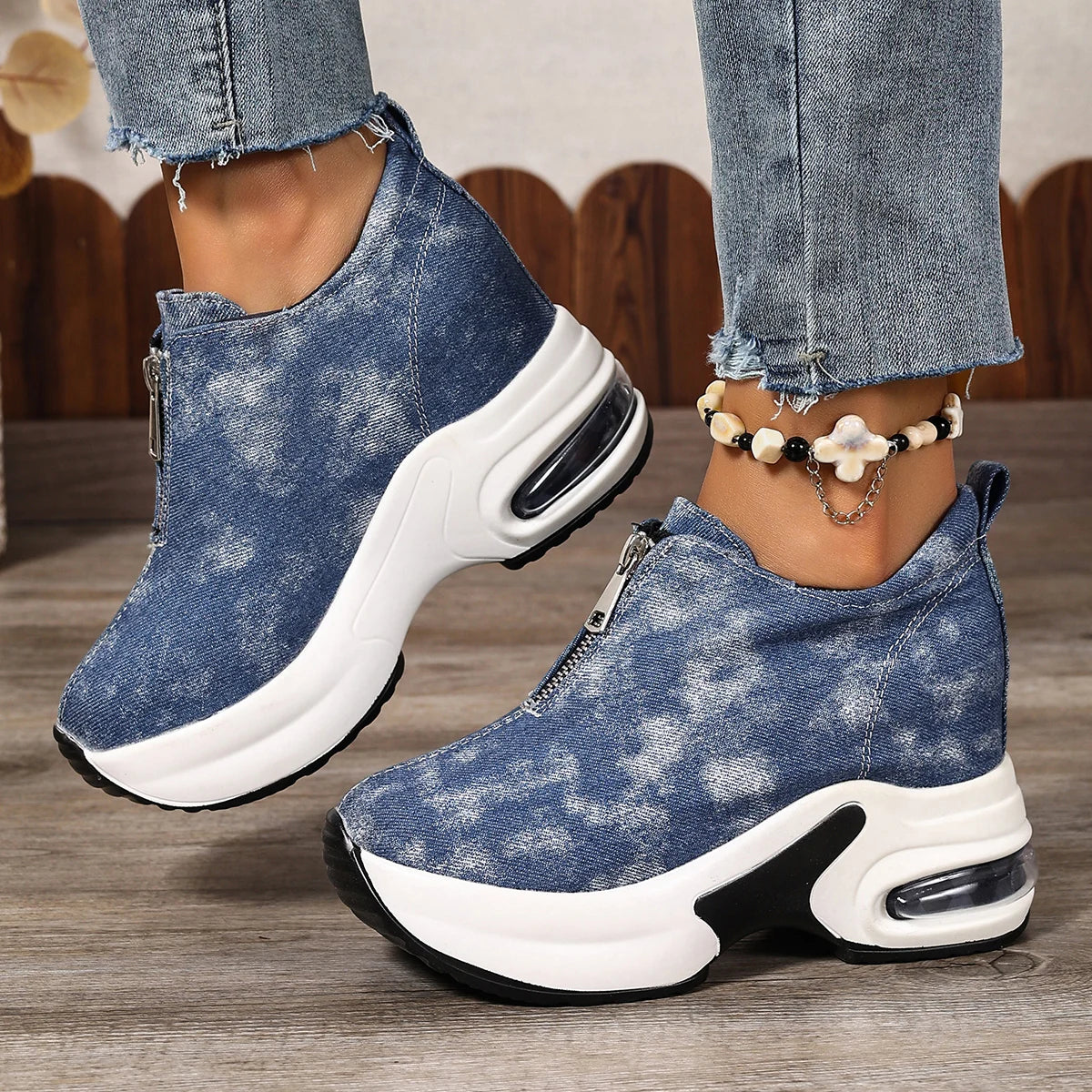 New 2025 Women Sneakers Anti-slip Platform Wedge Sneakers Women Slip on Casual Lady Vulcanized Shoes Women Zapatos De Mujer