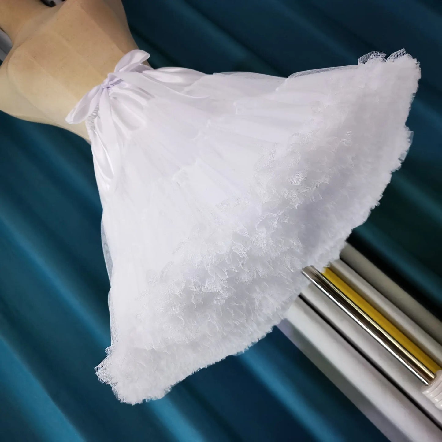 Girls Ruffled Short Petticoat with/no Hoop Solid Color Fluffy Bubble Tutu Skirt Puffy Half Slip Prom Crinoline Underskirt