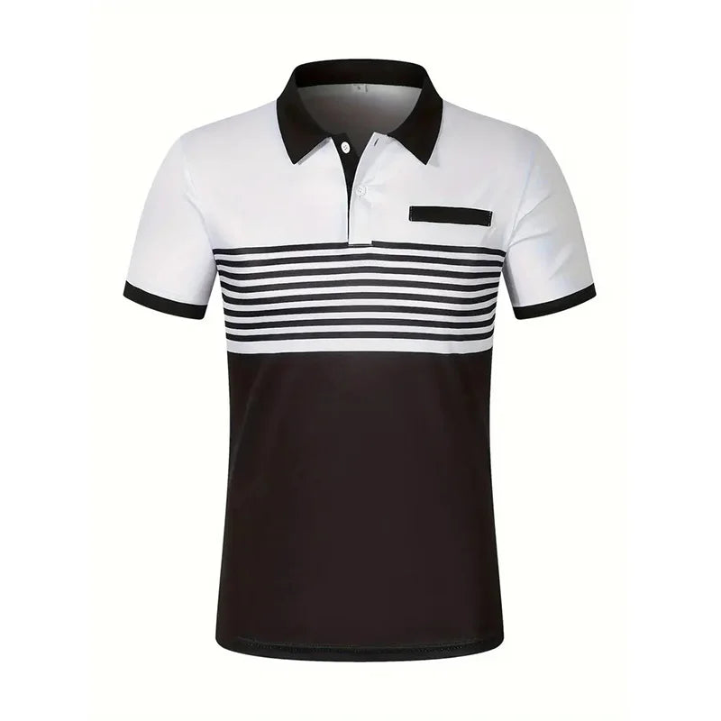 Summer Men's Short sleeved Polo Shirt Business Casual Collar T-shirt Plus Size Breathable Top European and American Plus size