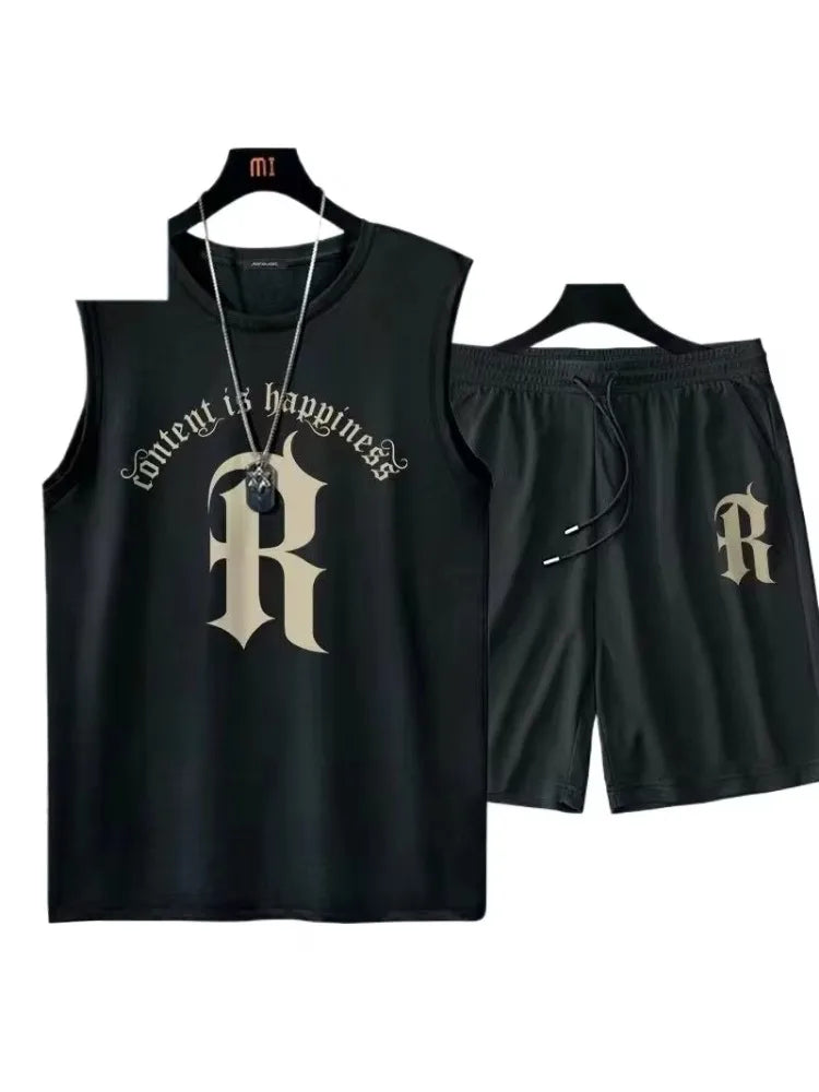 2024 Summer Men Clothing Basketball shorts quick drying pants Gym Short Sleeve T-shirt Shorts Set Tracksuits Men Casual Joggers