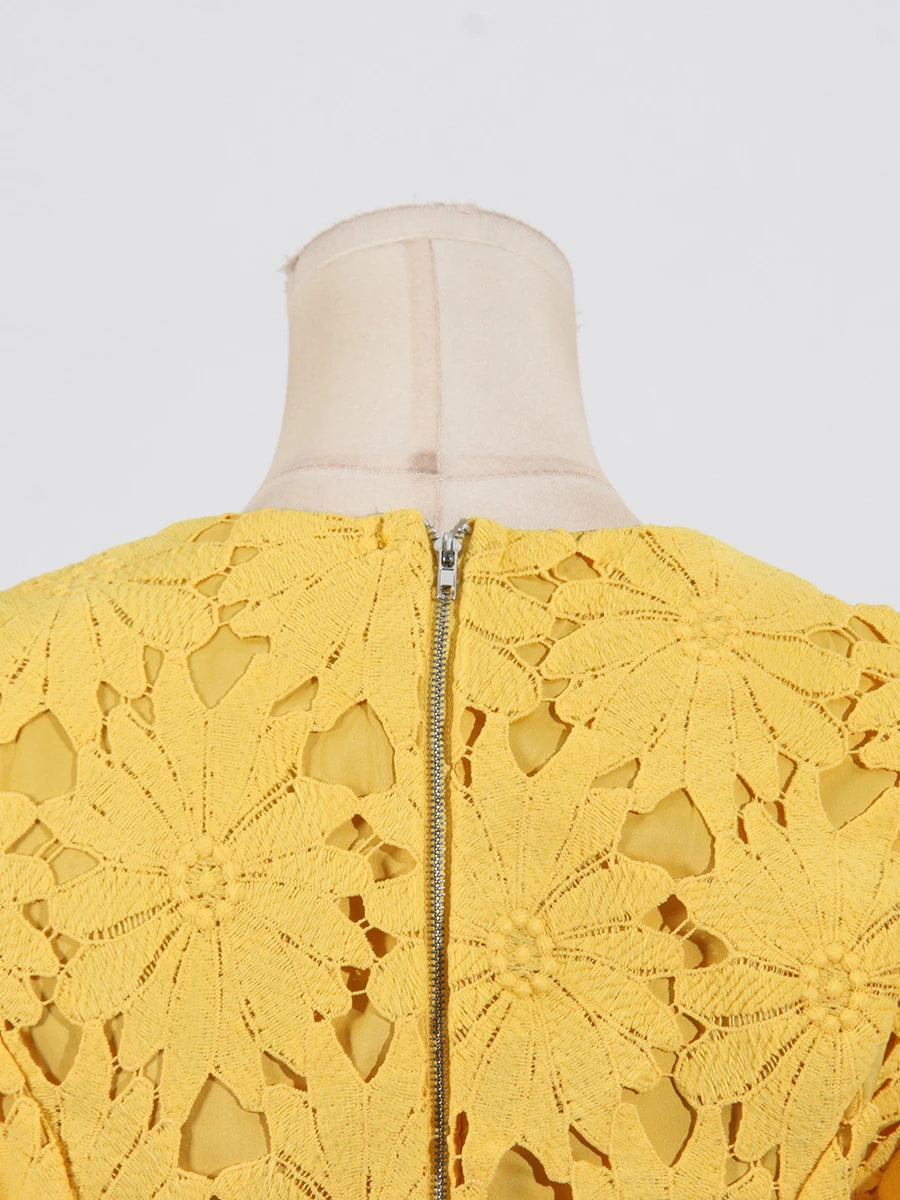 VGH Embroidery Two Piece Set for Women O Neck Batwing Sleeve Top High Waist Hollow Out A Line Long Skirt Elegant Suit Female New