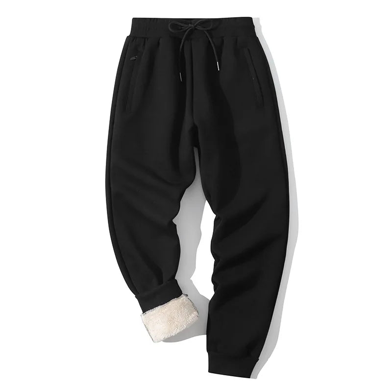 Winter Men's Fleece Joggers Elastic Waist Casual Wide Leg Sweatpants Thickened Thermal Sports Pants Hip hop Streetwear