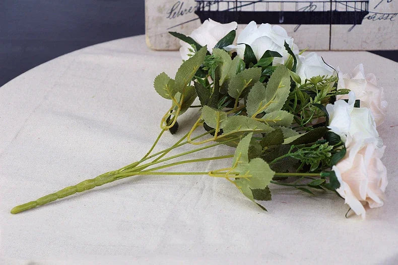 High-quality Silk Orange Rose Artificial Flowers for Wedding Decoration, Big and Realistic.