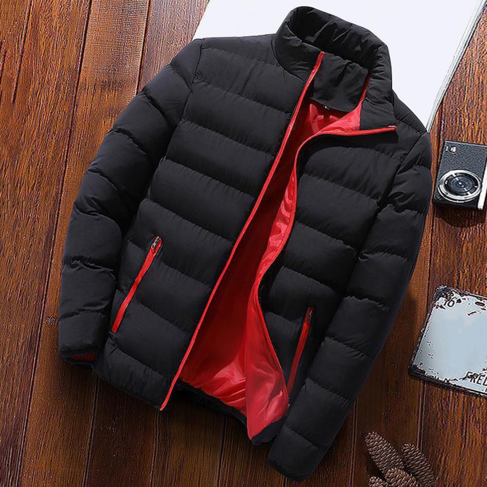 Padded Mens Jackets Winter Casual Windbreaker Stand Collar Thermal Coat Outwear Oversized Outdoor Camping Windproof Jacket