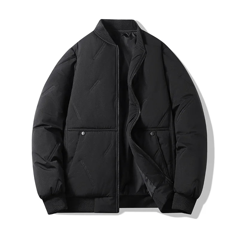 Men's Jacket Autumn Winter Thickened Warm Comfortable Breathable Casual Coat Outdoor Solid Color Windproof Zippered Jacket