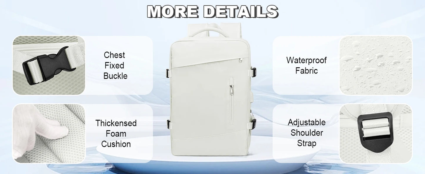 Travel Backpack, Flight Approved Carry On Backpack for Women Men, Expandable Large Luggage Backpack Business Weekender Daypack