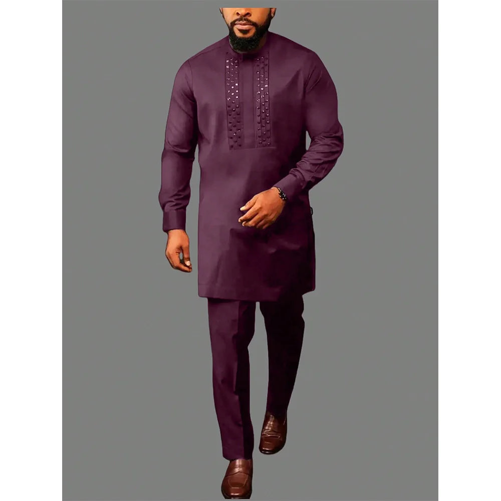 2025 new traditional men's suit luxury gentleman's shirt suit casual travel banquet men's two-piece set fashionable men's suit