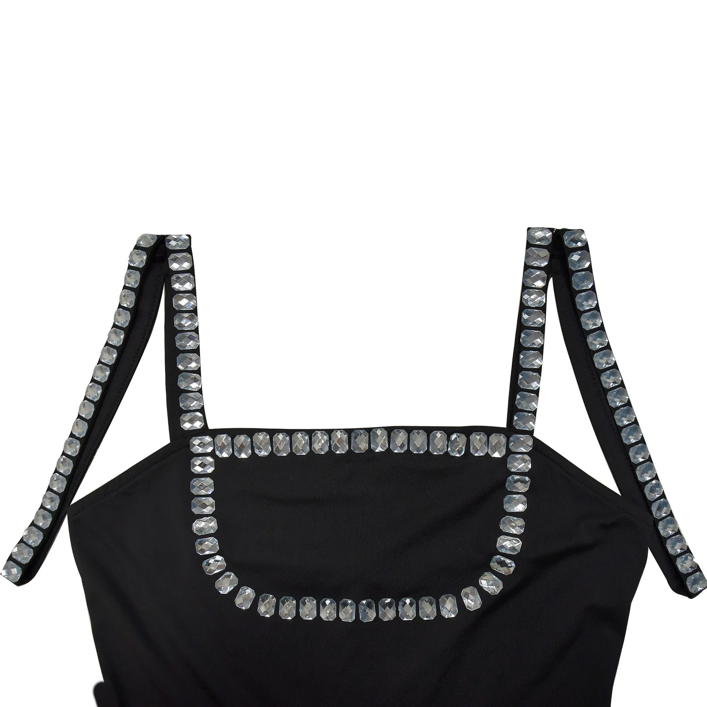 CM.YAYA Women Diamonds Hot Rhinestones Sexy Strap Long Sleeve Jumpsuits Streetwear Club One Piece Overall Rompers with Gloves