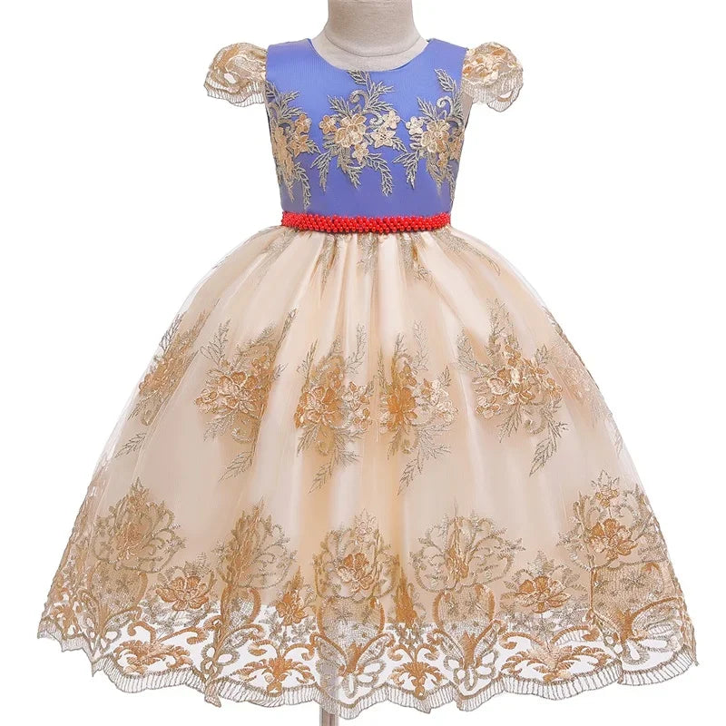 Cute Baby Girls Dress for Party Flower Lace Vintage Girl Dresses for 1-5Yrs Baby Clothes Holiday Kids Snow White Princess Dress
