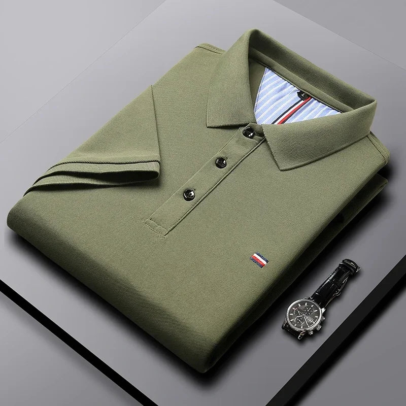 2025 New Cotton Summer Men's Casual Fashion Versatile Polo Shirt Breathable and comfortable embroidered top