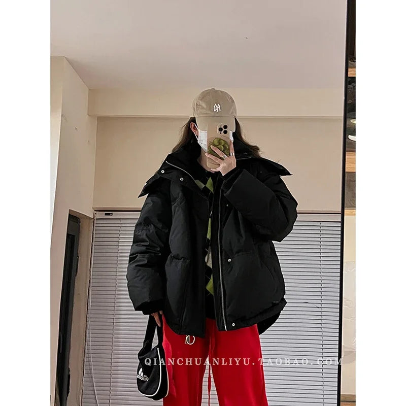 Women Long Down Jackets Coat 2024 Winter Unisex Warm Coat Loose PufferJacket Hooded New Long Parka Windproof Parkas Zipper Coat
