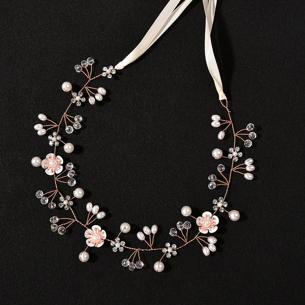 Bridal Wedding Headbands Handmade Bride Tiaras Shiny Rhinestone Flower Hairband Bridal Headpeice Hair Accessories For Women Girl