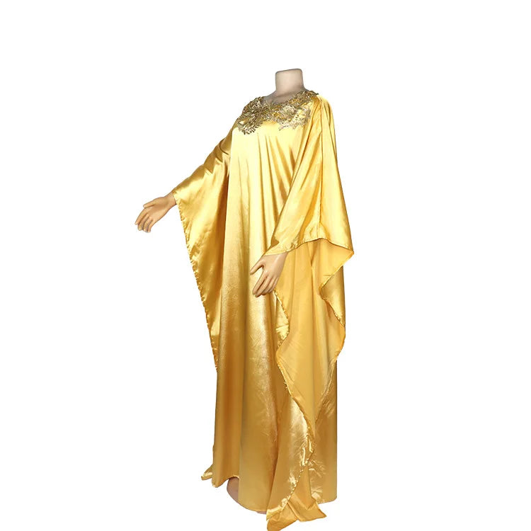 African Muslim Dress Women Pure Silk Cloth Abaya Loose Dress for Women Diamond Maxi Dress Turkey Kaftan Arab Dubai Dubai Robe