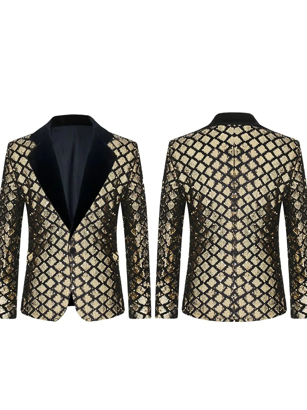Fashion Men Luxurious Sequin Plaid Suit Jacket Stage Performance Street Performer Casual Blazer Men's Coat Long Sleeved Top