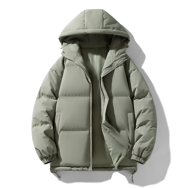 Men's Winter Thick Hooded Jacket - Warm Padded Coat, Youth Fashion Loose Fit Windproof Parka Outerwear