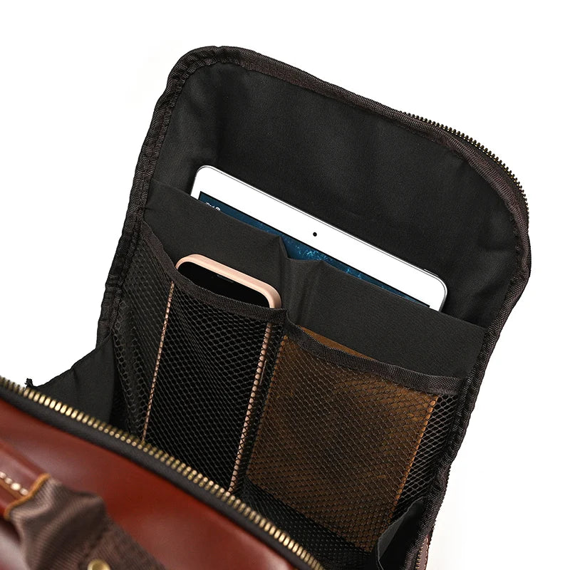 Newsbirds men's leather backpack retro luxury fashion style bagpack travel bag backpack school bag for man leather daypack men