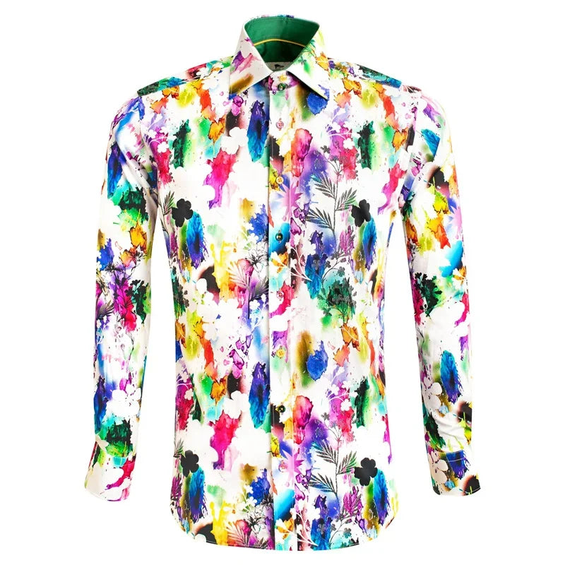 Men And Women Universal Graffiti Color 3D Printed Lapel Long-sleeved Shirt 2024 Fashion Casual Funny Four Seasons Men's Top