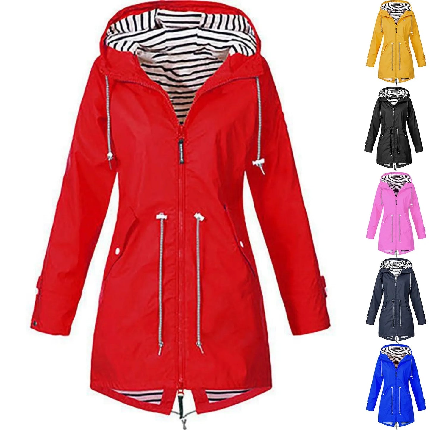 2025 New Long-sleeved Raincoat Zipper Women's Jacket Outdoor Hooded Mountaineering Jacket Waterproof and Windproof Coats