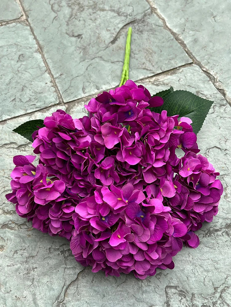 5 Heads Hydrangea Bouquet Silk Artificial Flowers for Party Wedding Living Room Decoration Accessories Home Decor Fake Flowers