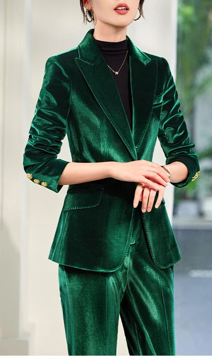 Yitimuceng 2025 New Fashion Office Women Two Piece Set of Fashionable Slim Fit Single Button Long Sleeved Women Long Pants Set