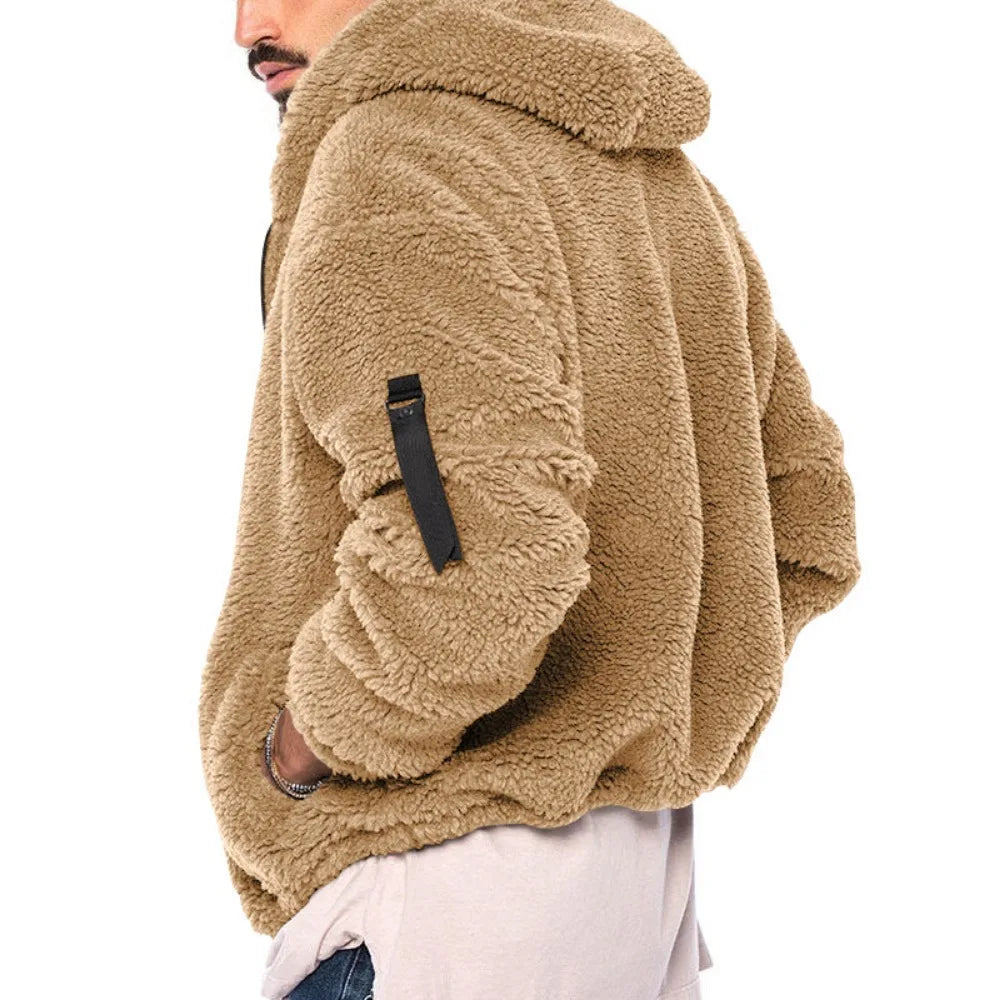 Men's Winter Jacket Warm Loose Casual Fleece Soft Fabric Velvet Skin Friendly Solid Streetwear Fashion Jackets Coats for Men