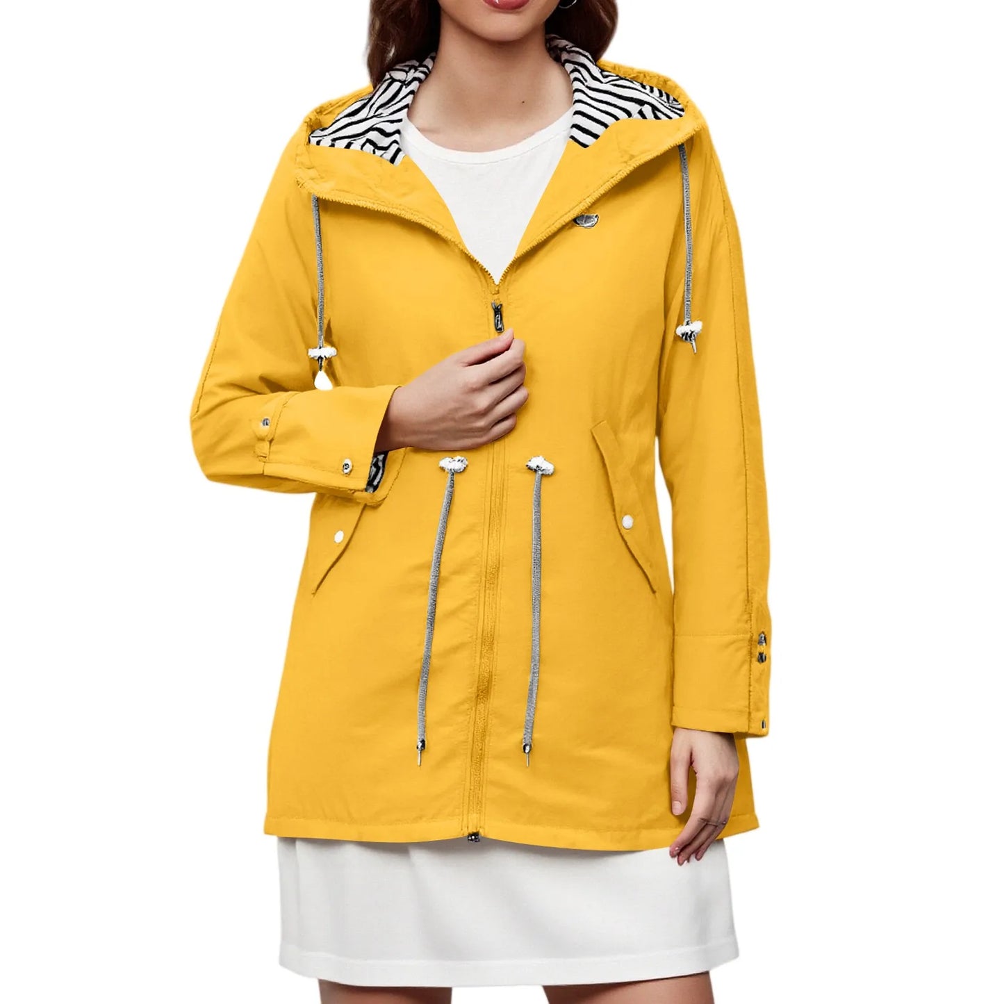 2025 New Long-sleeved Raincoat Zipper Women's Jacket Outdoor Hooded Mountaineering Jacket Waterproof and Windproof Coats
