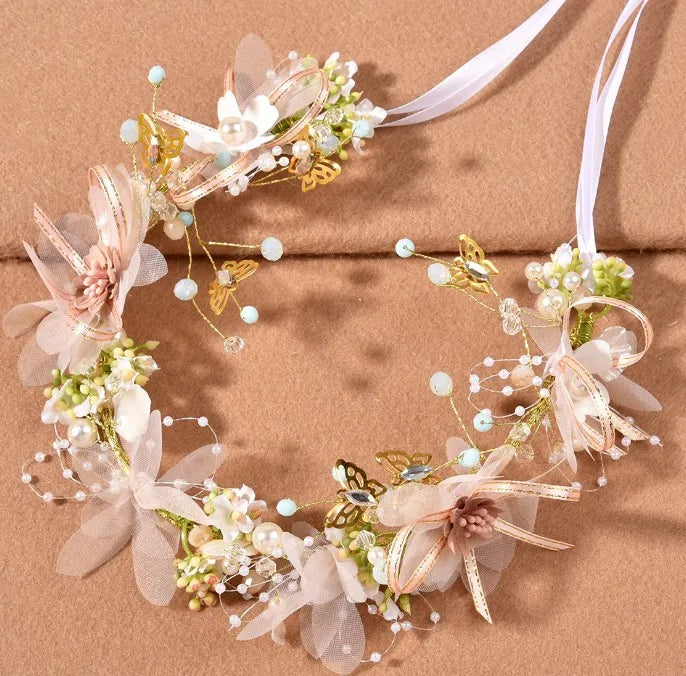 Bridal Bridesmaid Flower Girls Diamante Crystal Pearl Headband Rhinestone Wedding Prom Tiara Women Hair Accessories