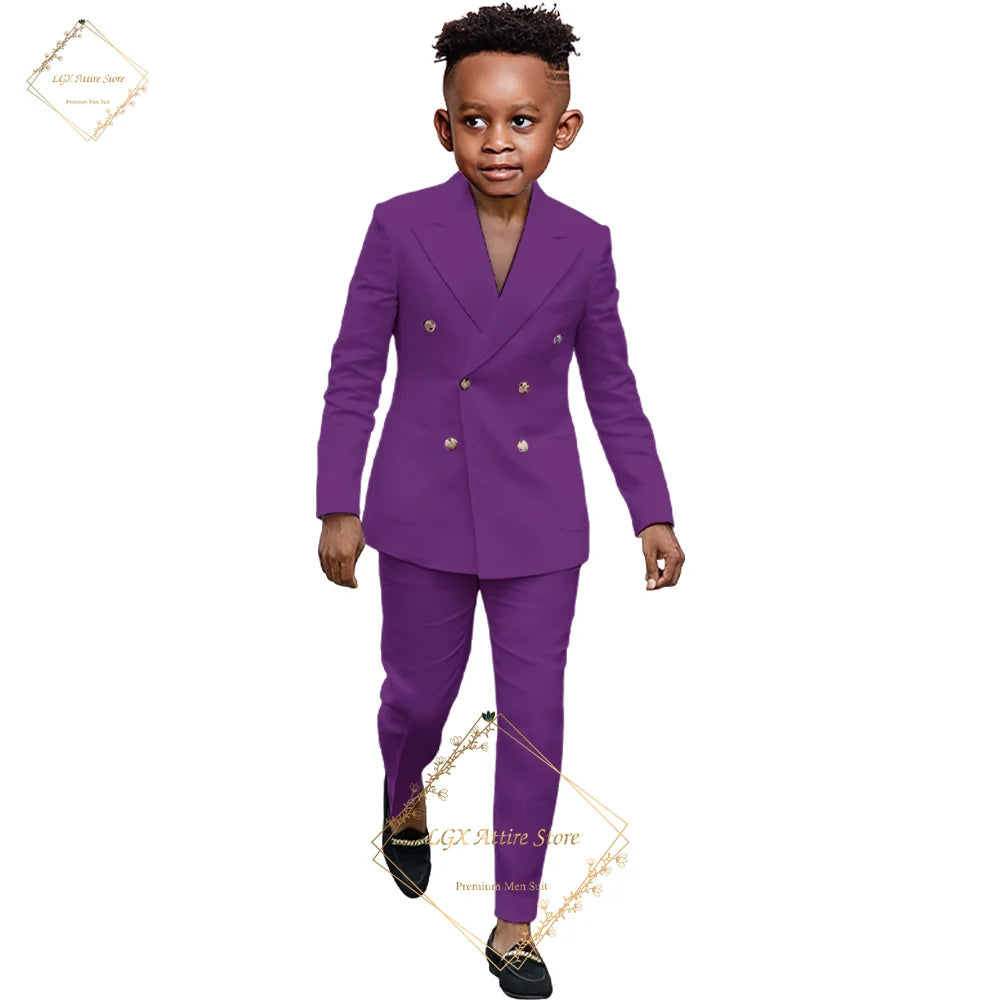 Boys suit 2 piece suit - custom made for 2~16 year old children double breasted peak lapel formal occasion slim fit suit