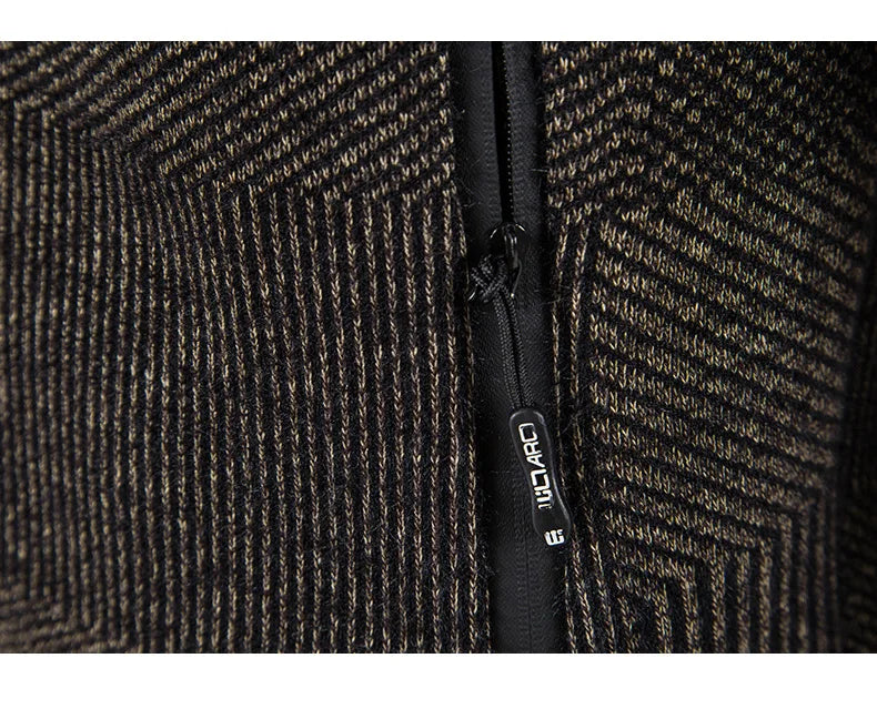 Men's Winter Sweater Jacket New Hooded Cardigan Knit Fashion Slim Fit Thick Warm Jumper Casual Zipper Hoodie Fleece Coat