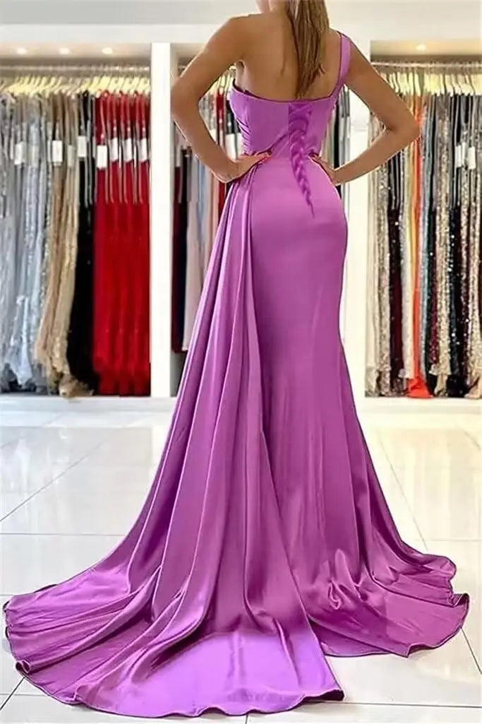 Purple Blue Pink Bridesmaid Dresses Women For Wedding Satin One Shoulder Sexy Mermaid Vestidos Para Bodas Mujer Invitada Chic