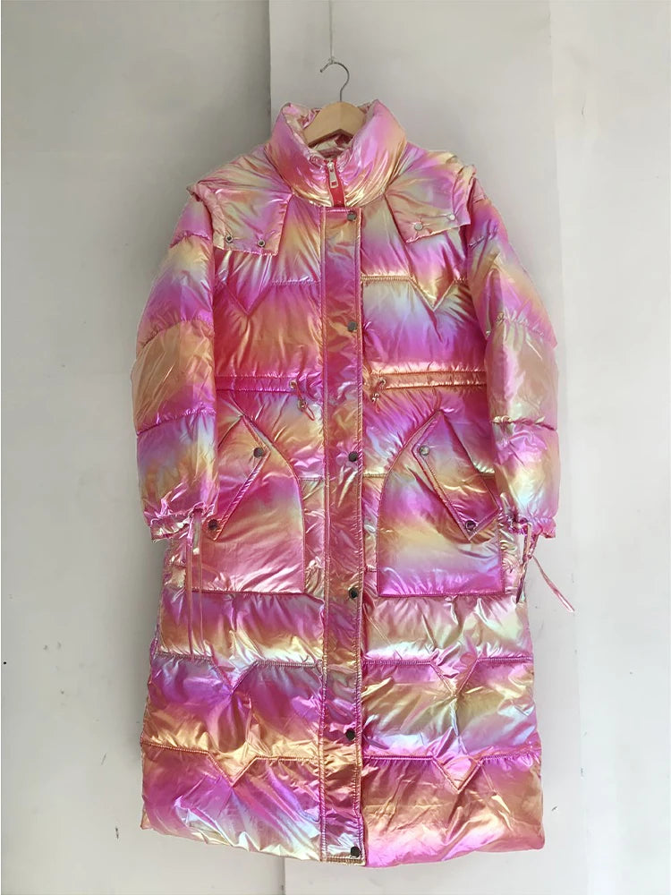 2025 Female Winter Waterproof Long Parkas Cotton Padded Jacket Women Hooded Thick Warm Snow Coat Fashion Oversized Outerwear