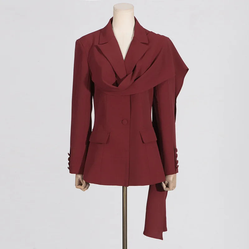 Fashion Suit Jacket for Women 2024 Autumn New Blue Design Formal Slim Fit High-end Small Suit Women Clothing