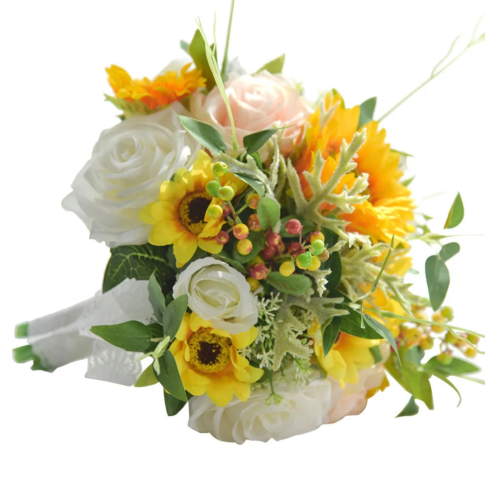 Wedding Supplies Sun Flower Sunflower Holding Flowers Artificial Flower Rose Bridal Bouquet Flower Bouquet Decoration