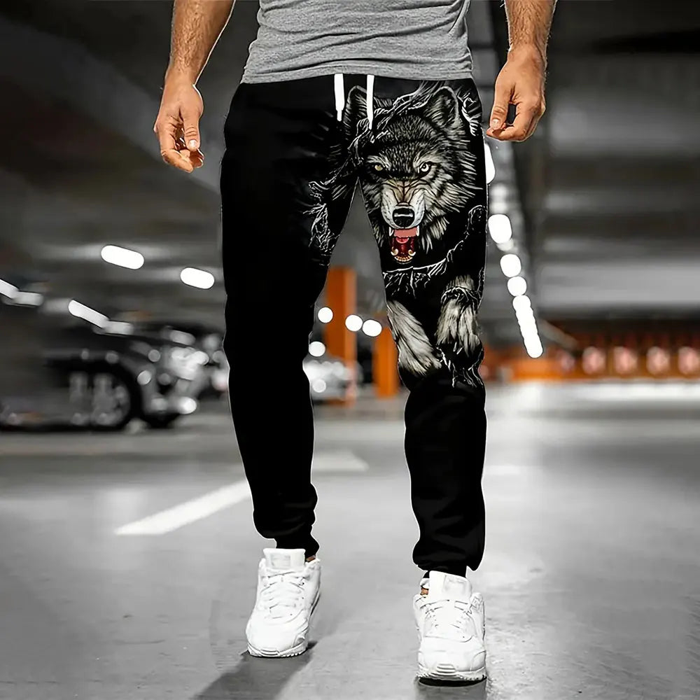 Winter New Thick Warm Pants 2026 New Fashion 3D Flame Print Sweatpants Men Large Size Loose Casual Pocket Drawstring Sweatpants