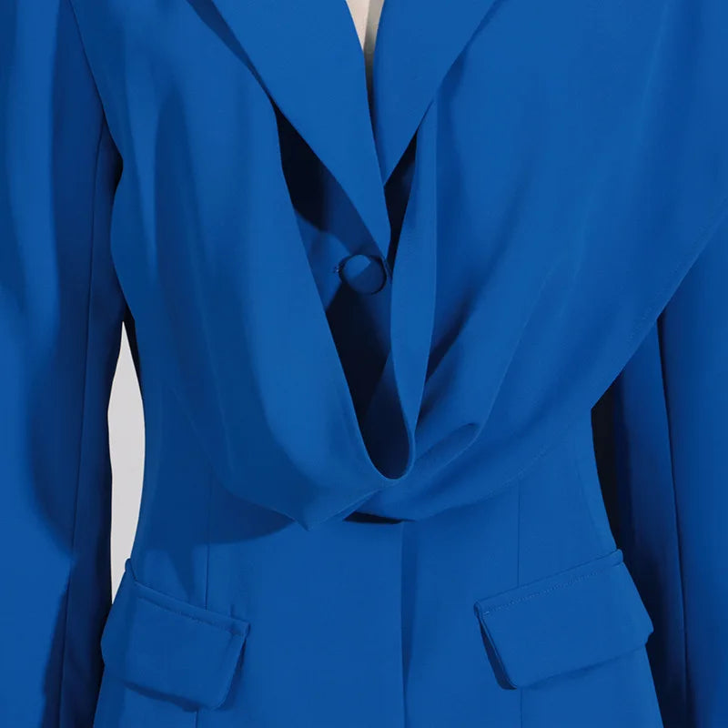 Fashion Suit Jacket for Women 2024 Autumn New Blue Design Formal Slim Fit High-end Small Suit Women Clothing