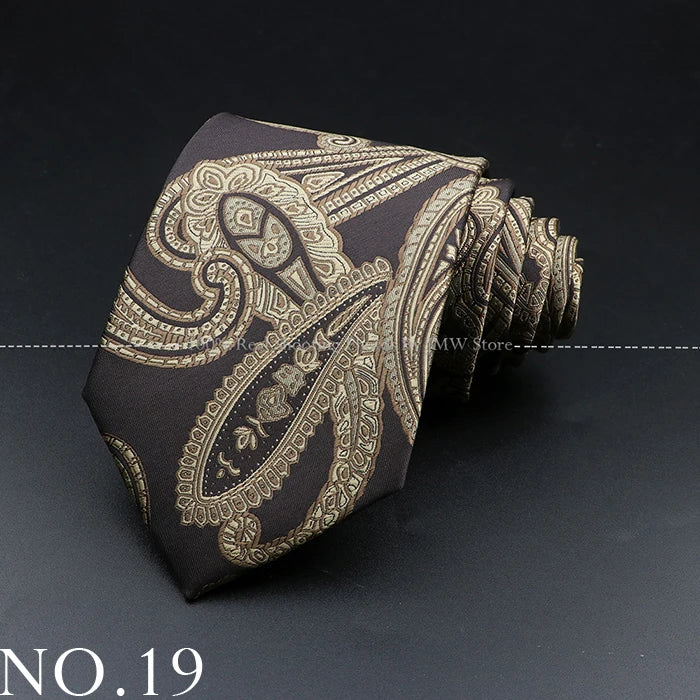 New Design Wedding Men Tie Brown Solid Striped Paisley Flower Neckties Men Business Dropshipping Groom Collar Accessories Gift