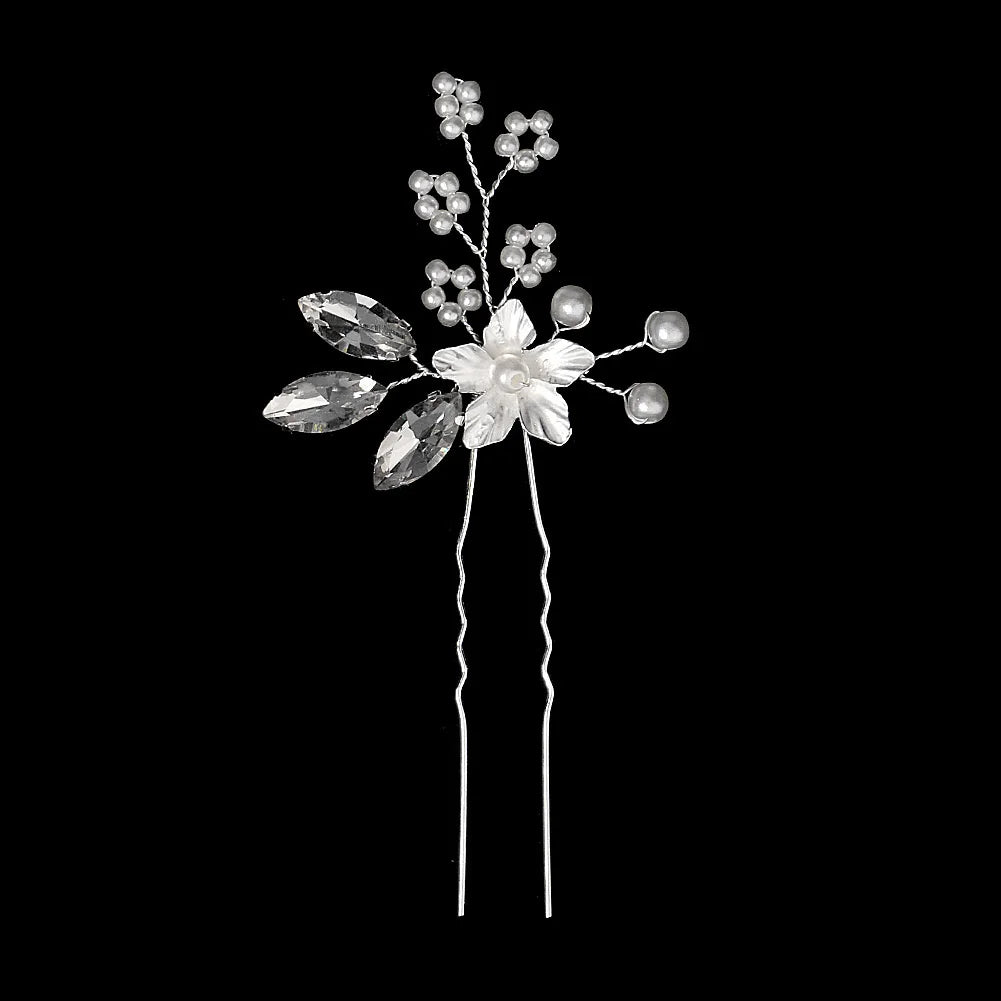 Fashion Pearl Rhinestone Flower Hair Pins barrette Bride Wedding Jewelry Accessories Hair Clips Headpiece For Women