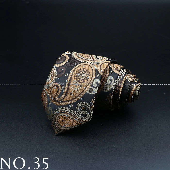 New Design Wedding Men Tie Brown Solid Striped Paisley Flower Neckties Men Business Dropshipping Groom Collar Accessories Gift