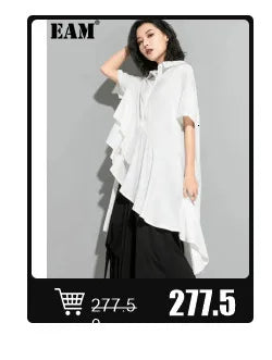 EAM High Waist Two Ways Wear Black Wide Leg Long Pants New Loose Fit Trousers Women Fashion Tide Autumn Spring 2025 1DF3635
