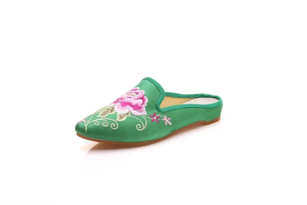 Summer Harajuku Chinese Style Women's Slippers Casual Vintage Embroidery Women Shoes Ethnic Style Fashion Streetwear Sandales