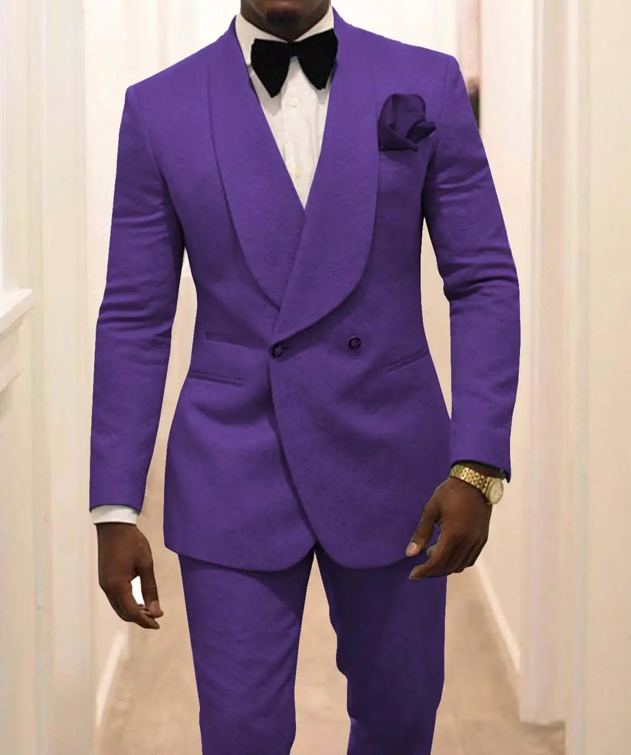 Custom Pour Hommes Made Groomsmen White Pattern Groom Tuxedos Shawl Lapel Suits 2PCS Wedding ( Jacket+Pants )Costume Homme