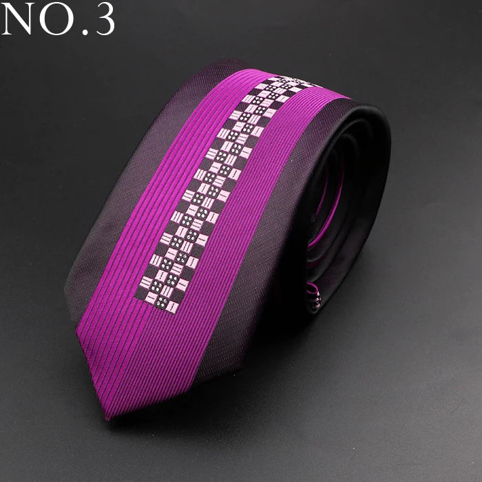 New Skinny 6cm Ties For Men Wedding Dress Necktie Perple Floral Paisley Patchwork Tie Business Slim Shirt Accessory Gift Cravate