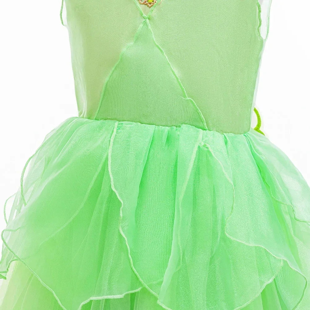 Children's Day Girl Dresses Butterfly Wings On The Back Ruffle Green Summer Dress For Girls Sleeveless Daily Outfits Clothes
